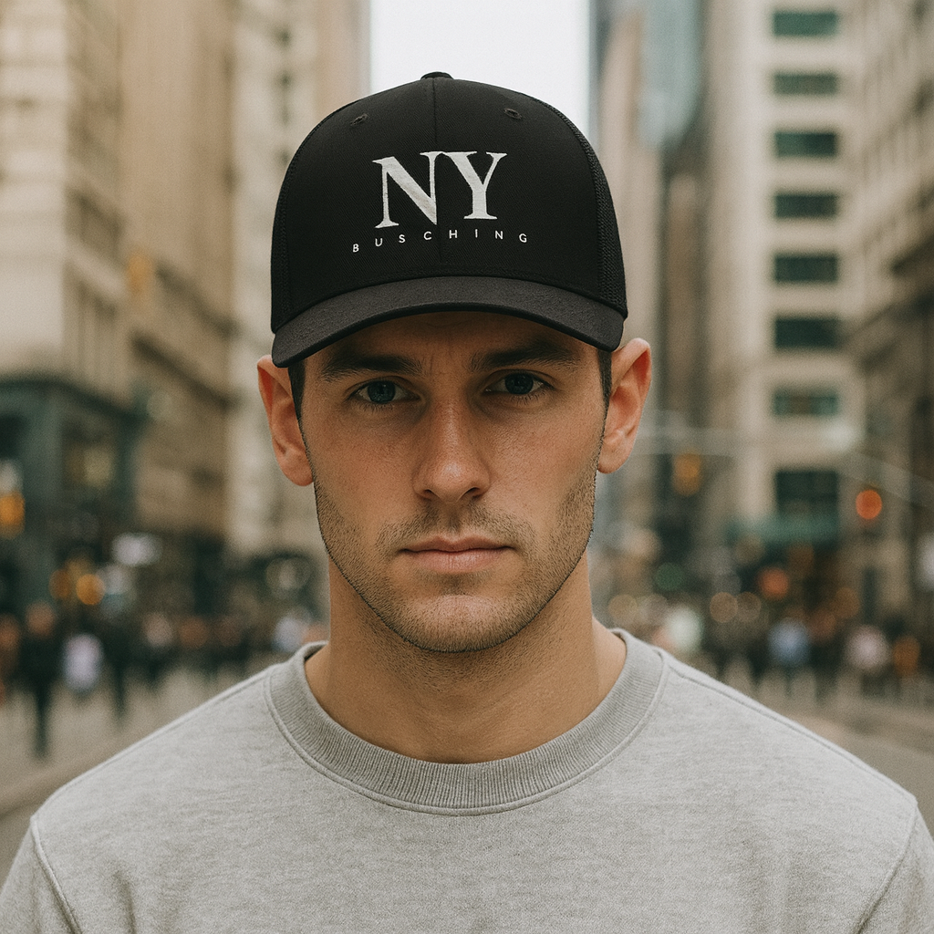 BÜSCHING NY Embroidered Closed-Back Trucker Cap