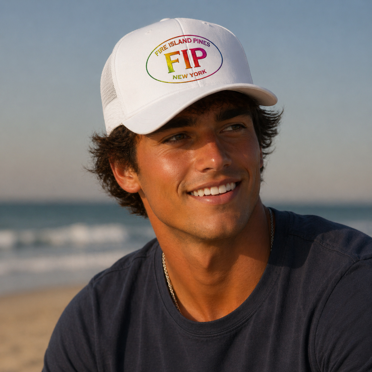 Fire Island Pines Rainbow Logo Trucker Hat