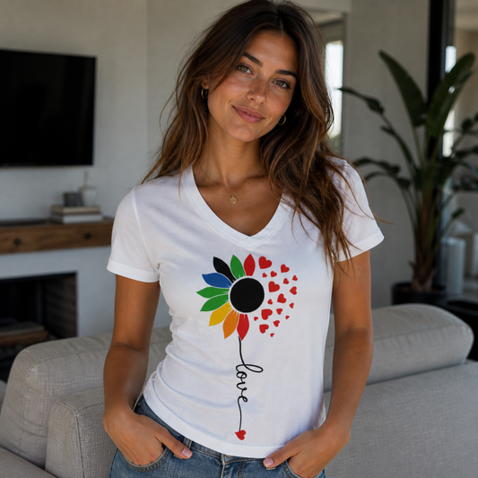Love Bloom Color Women’s Relaxed V-neck T-shirt