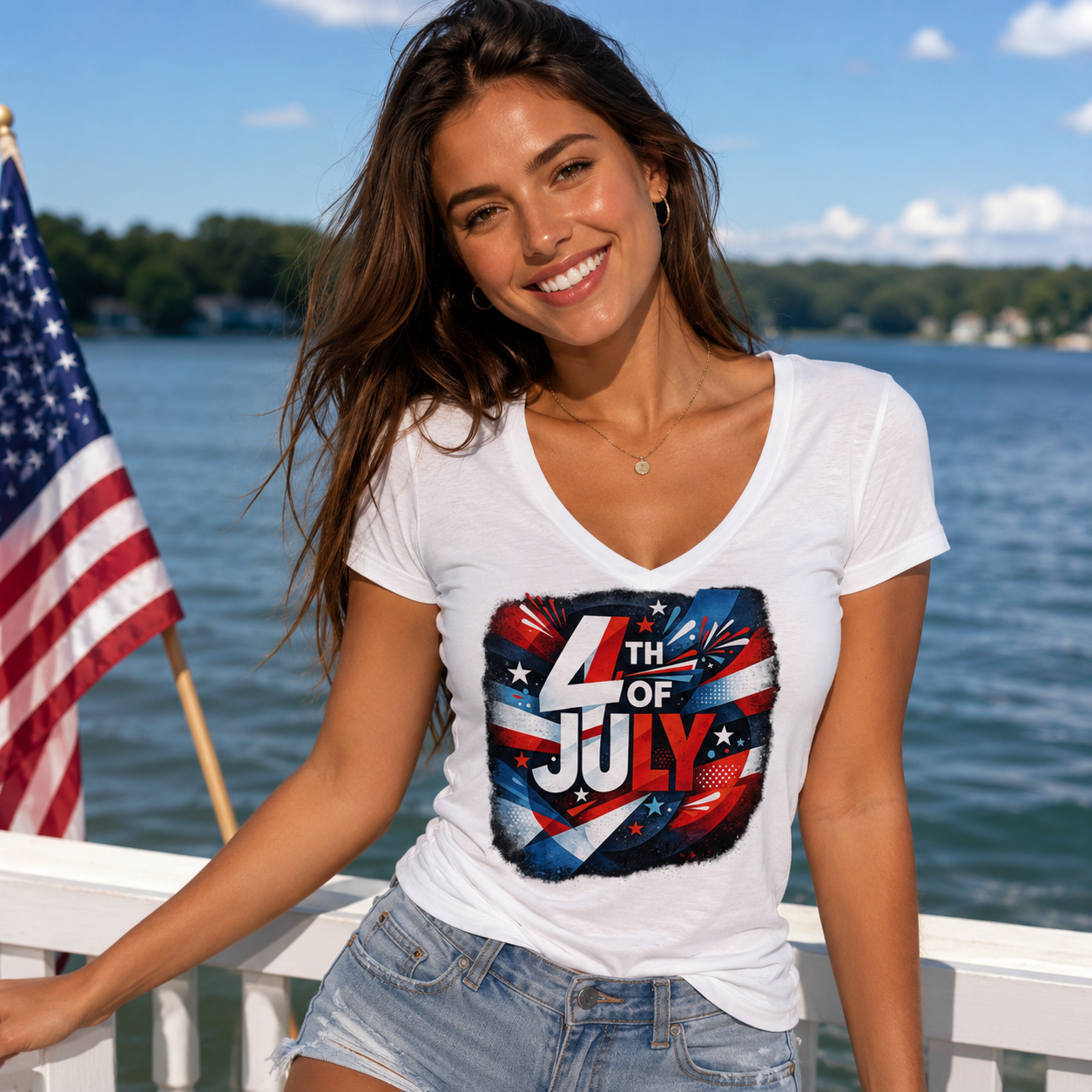 BÜSCHING NY “4th of July” Women’s Contemporary V-Neck Tee