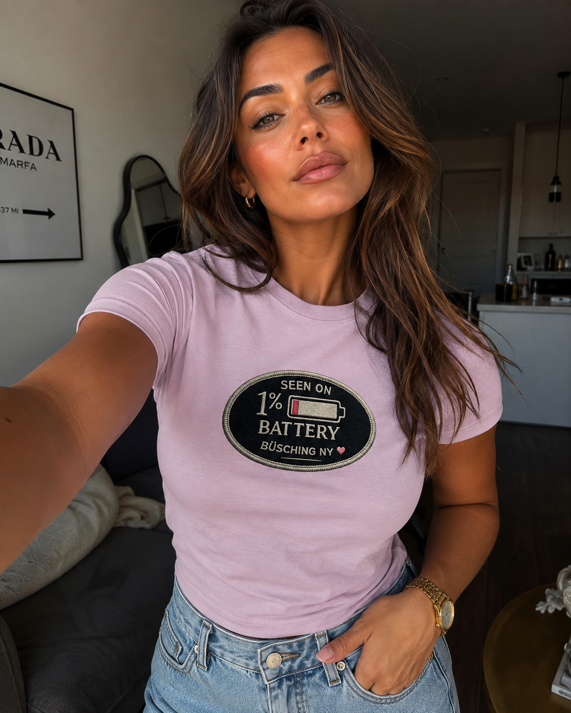 BÜSCHING NY “Seen On 1% Battery” Women’s Tee