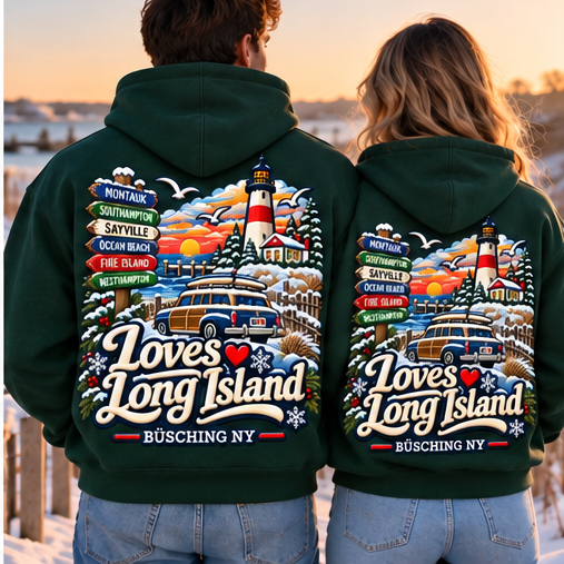 BÜSCHING NY Loves Long Island Winter Edition | Premium Embroidery & Appliqué Hoodie