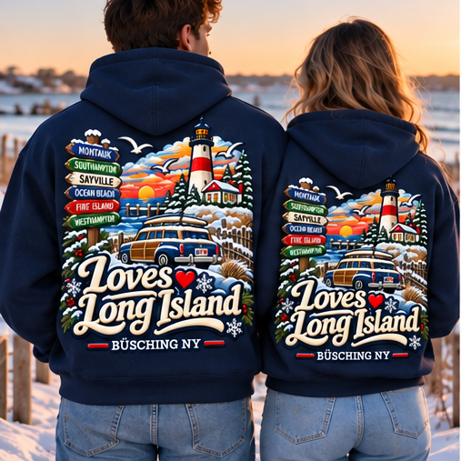 BÜSCHING NY Loves Long Island Winter Edition | Premium Embroidery & Appliqué Hoodie